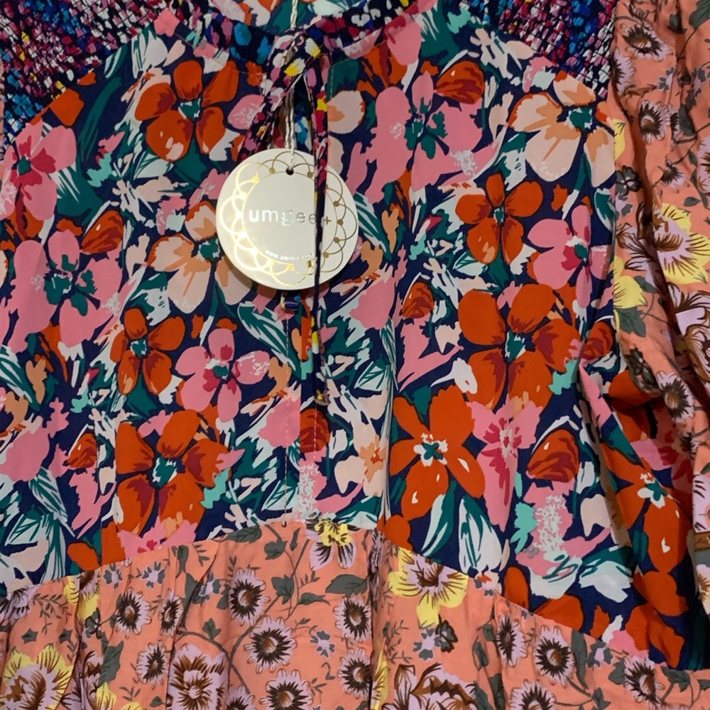 NWT Umgee Boutique Boho Berry Pink Hippy Floral Print Dress Plus XL-2X - Picture 8 of 9